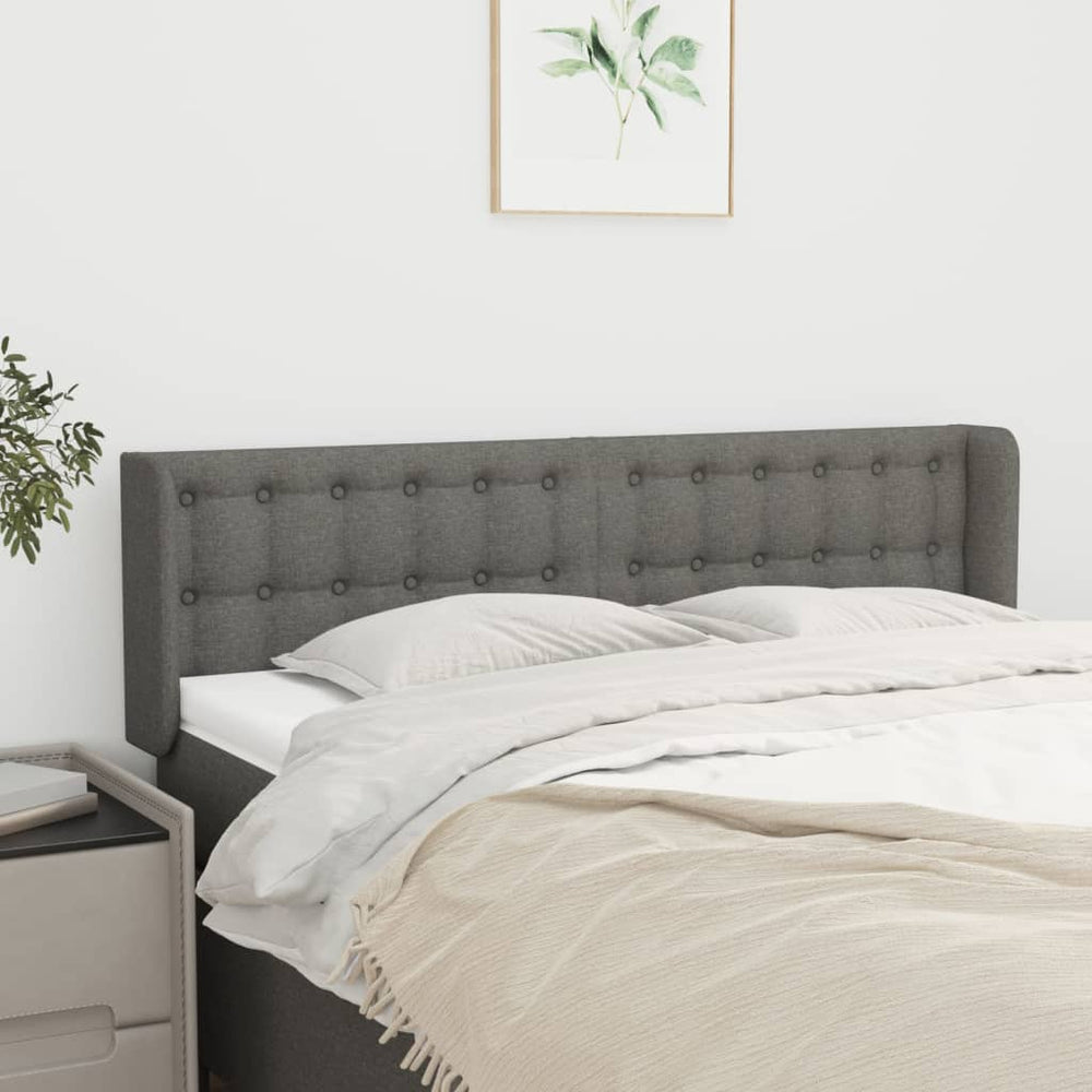 vidaXL Tête de lit à oreilles Gris foncé 147x16x78/88 cm Tissu