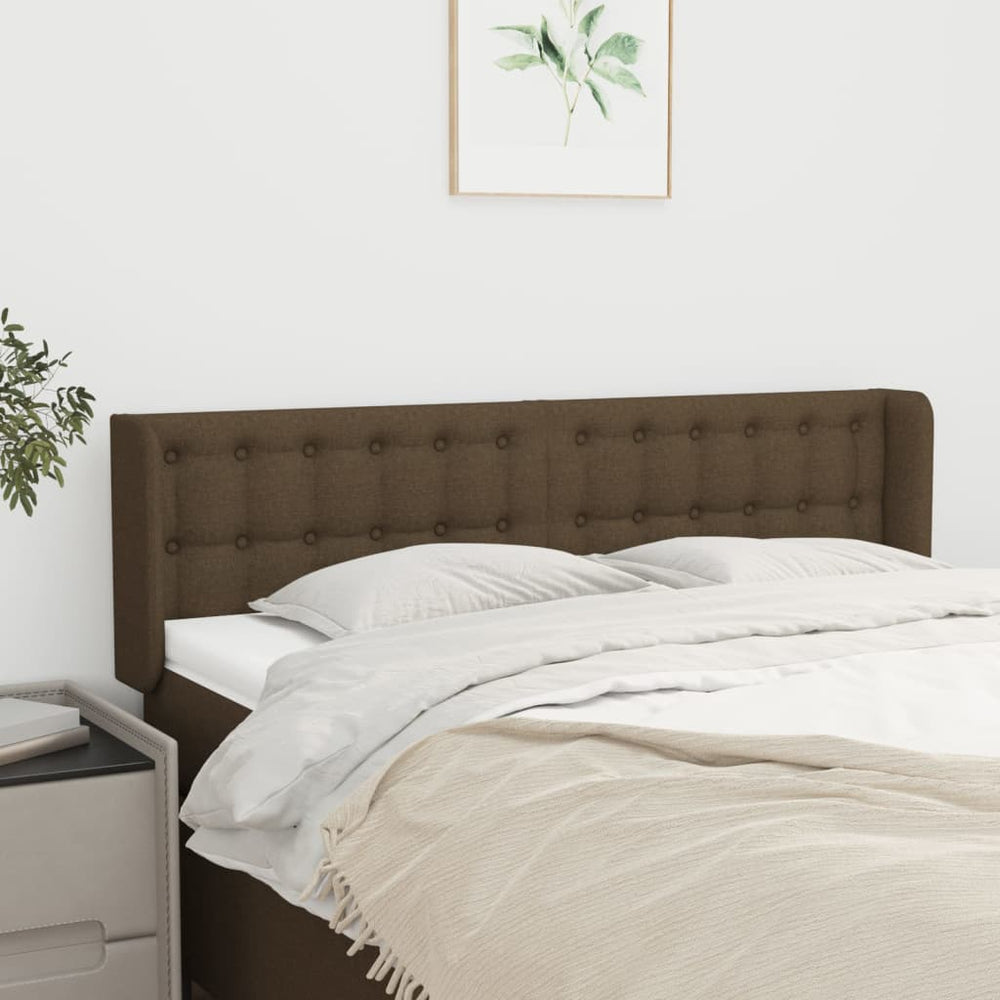 vidaXL Tête de lit à oreilles Marron foncé 147x16x78/88 cm Tissu