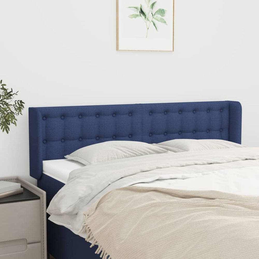 vidaXL Tête de lit à oreilles Bleu 147x16x78/88 cm Tissu