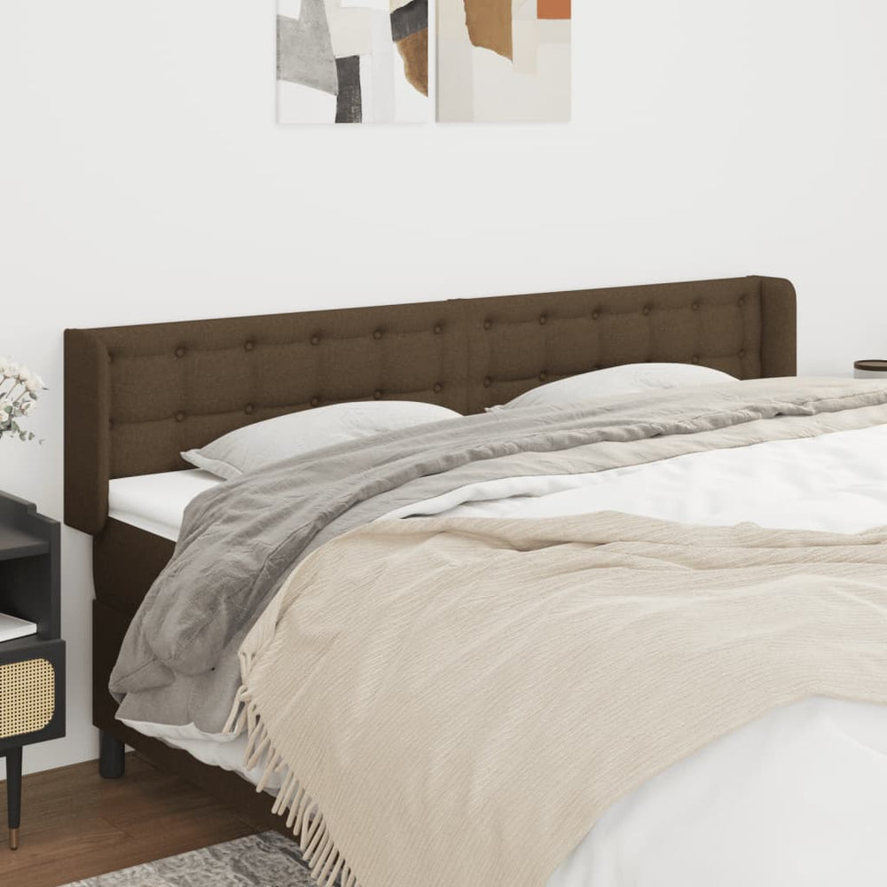 vidaXL Tête de lit à oreilles Marron foncé 183x16x78/88 cm Tissu