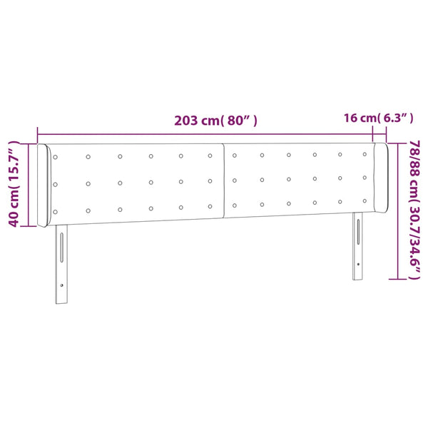 Kopfteil mit Ohren Schwarz 203x16x78/88 cm Stoff