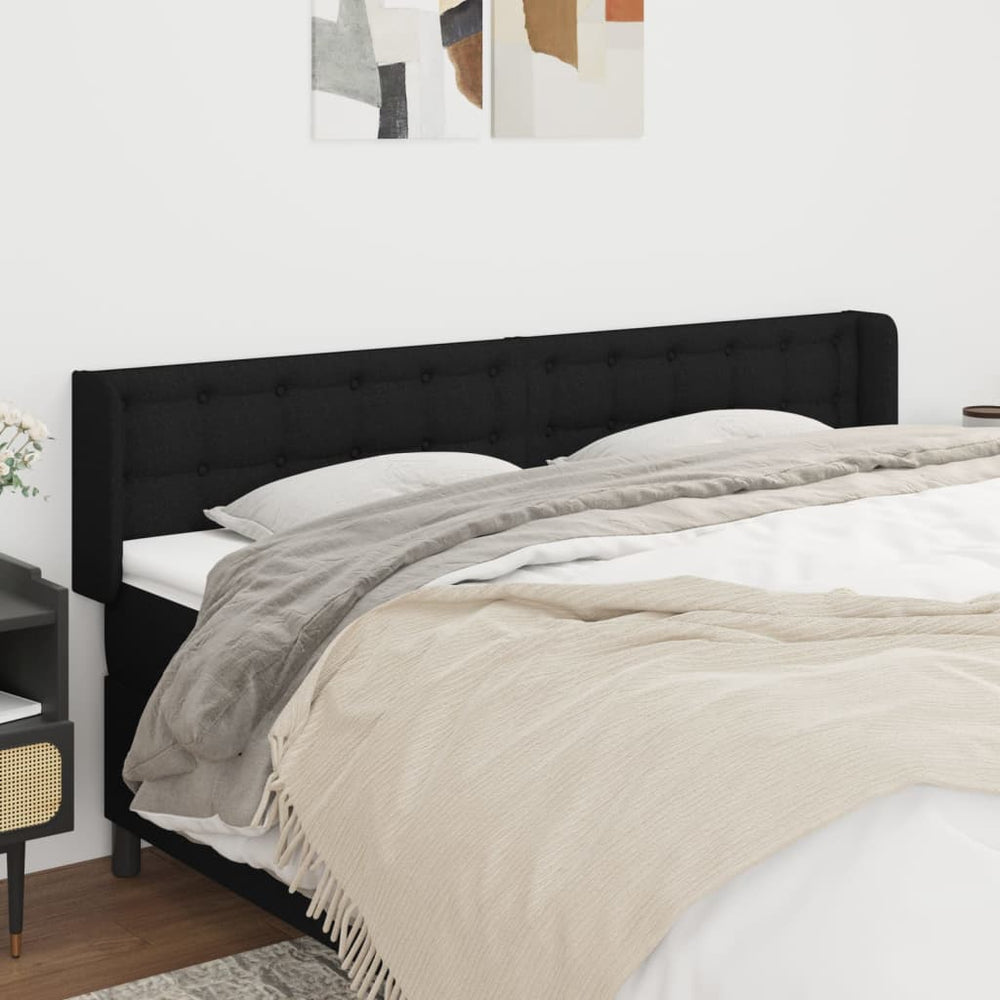 vidaXL Tête de lit à oreilles Noir 203x16x78/88 cm Tissu
