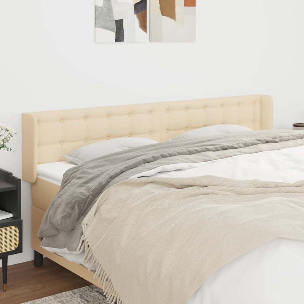 vidaXL Tête de lit à oreilles crème 203x16x78/88 cm Tissu