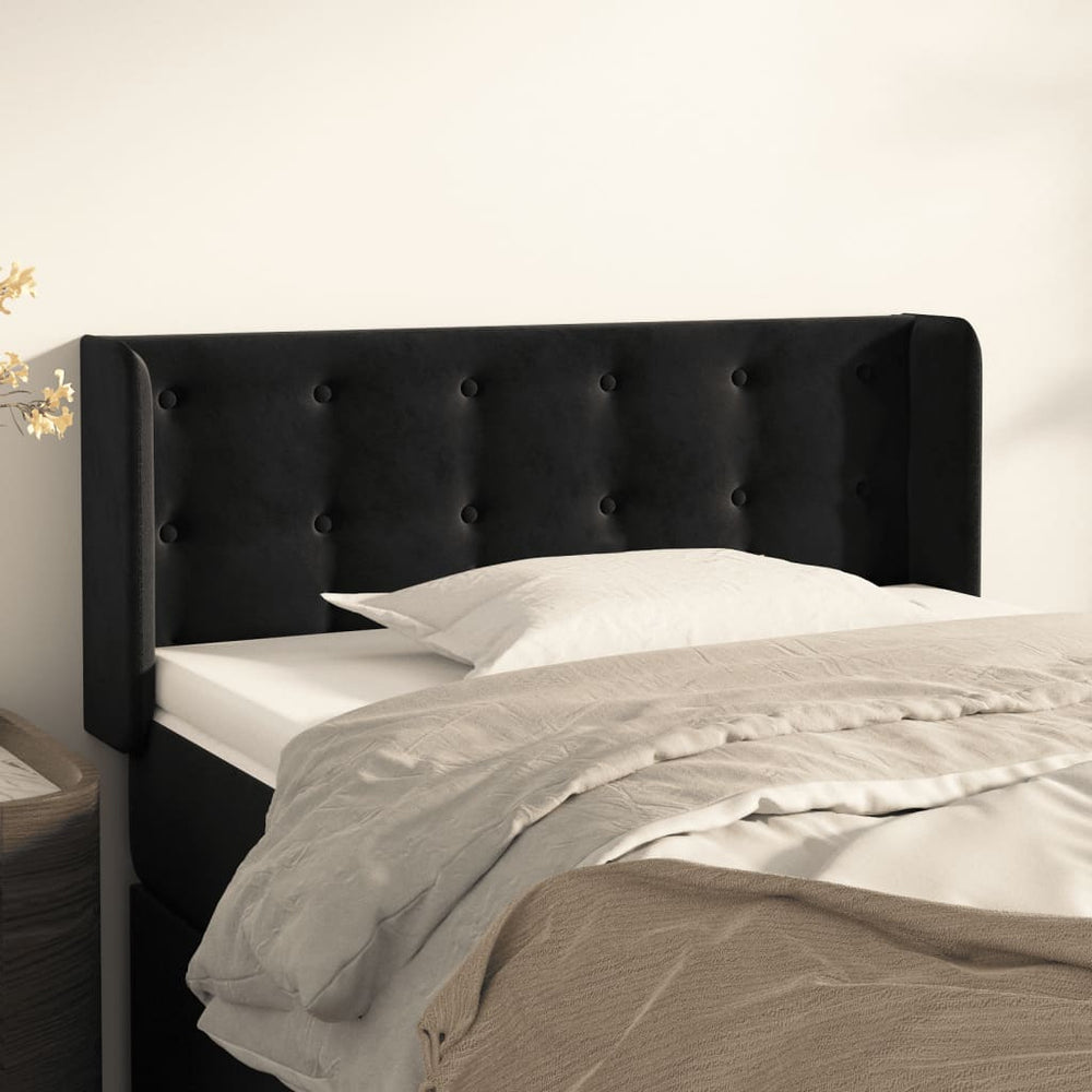 vidaXL Tête de lit à oreilles Noir 93x16x78/88 cm Velours