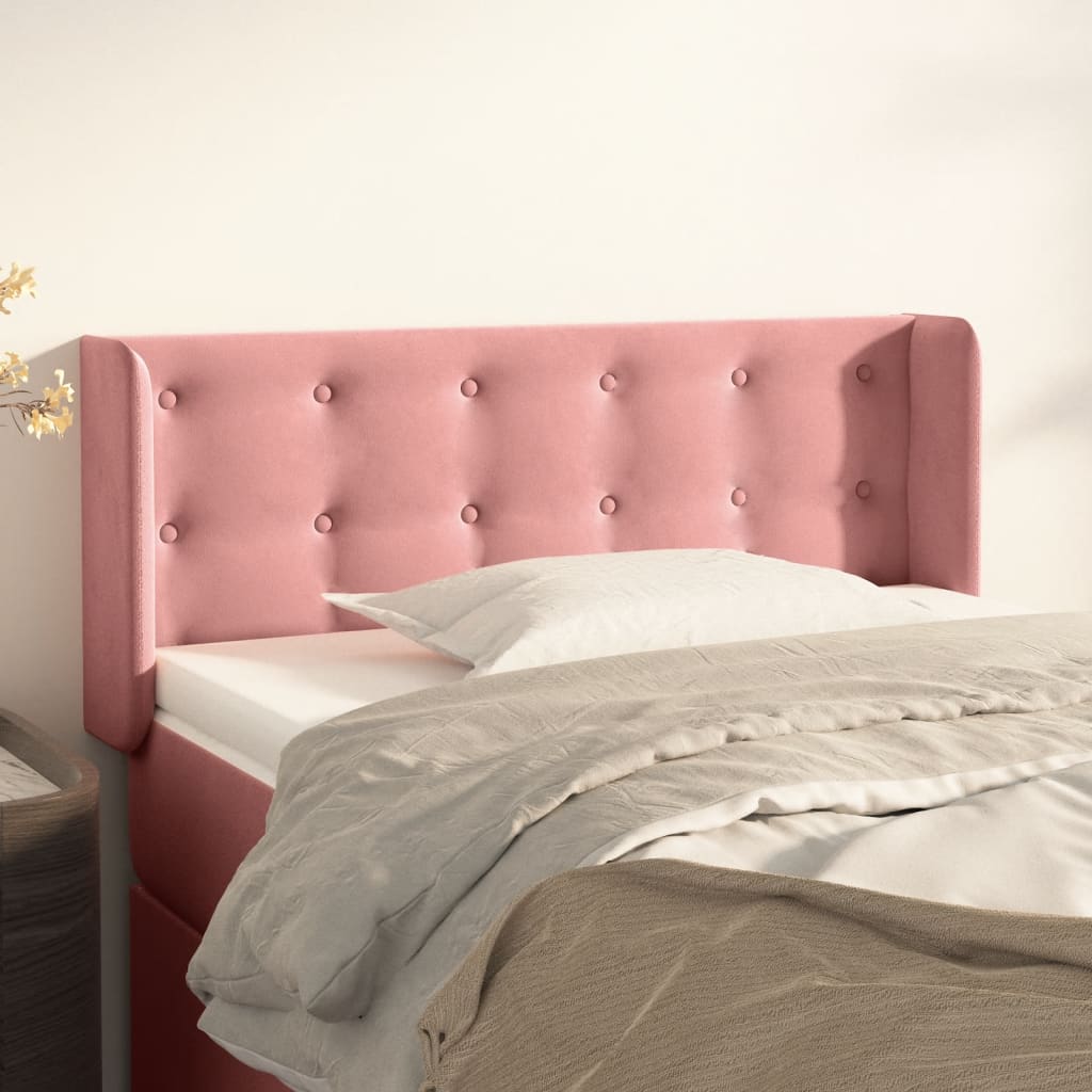 vidaXL Tête de lit à oreilles Rose 93x16x78/88 cm Velours