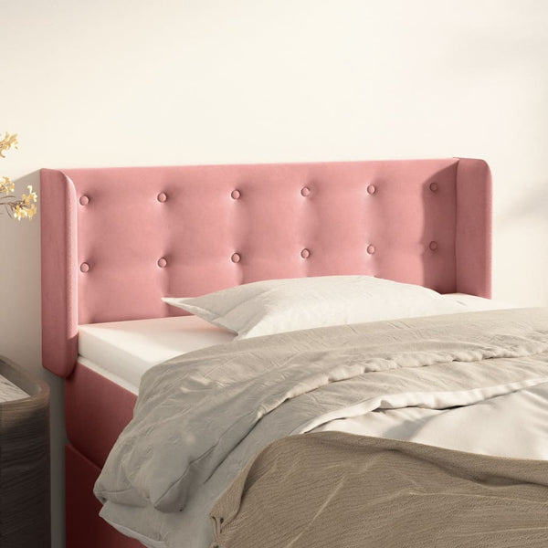 vidaXL Tête de lit à oreilles Rose 93x16x78/88 cm Velours