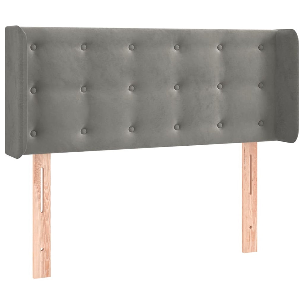 vidaXL Tête de lit à oreilles Gris clair 103x16x78/88 cm Velours