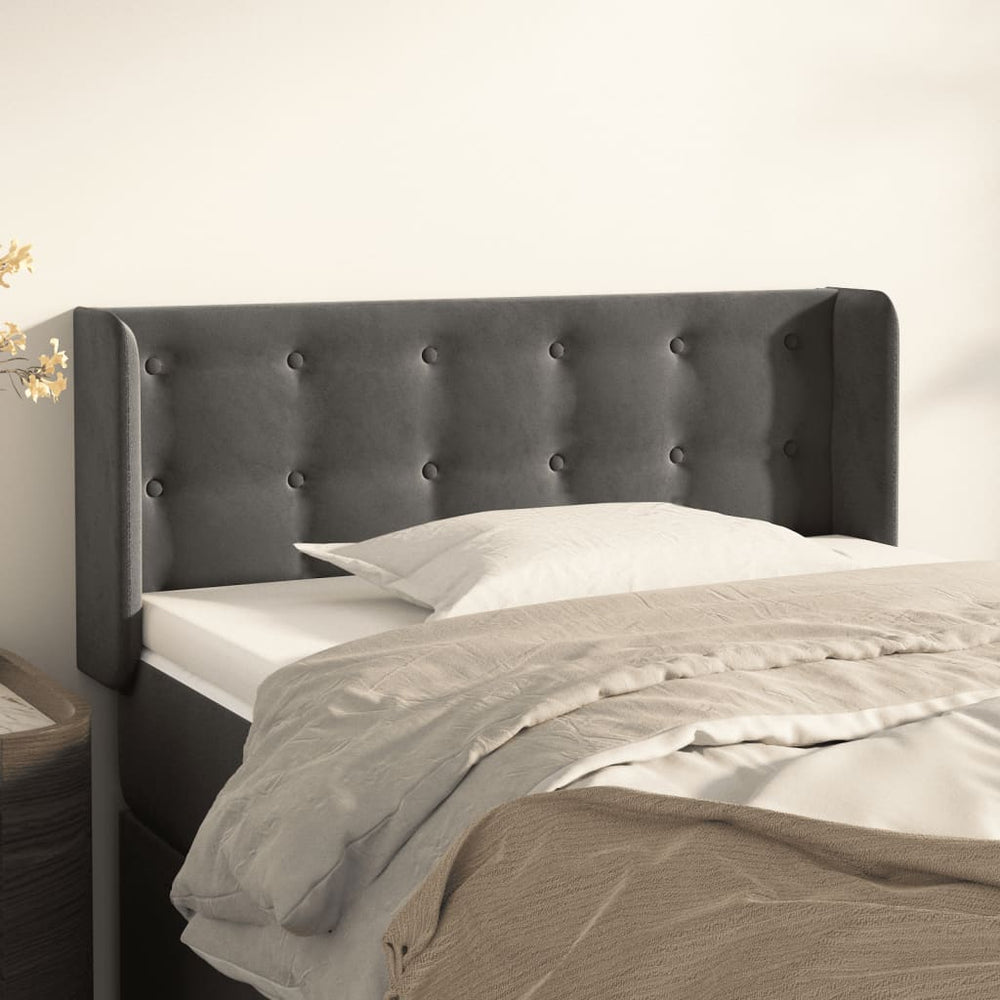 vidaXL Tête de lit à oreilles Gris foncé 103x16x78/88 cm Velours