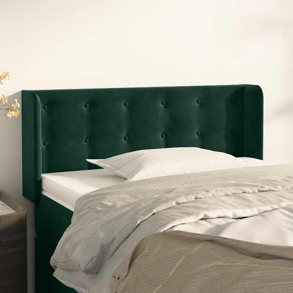 vidaXL Tête de lit à oreilles Vert foncé 103x16x78/88 cm Velours