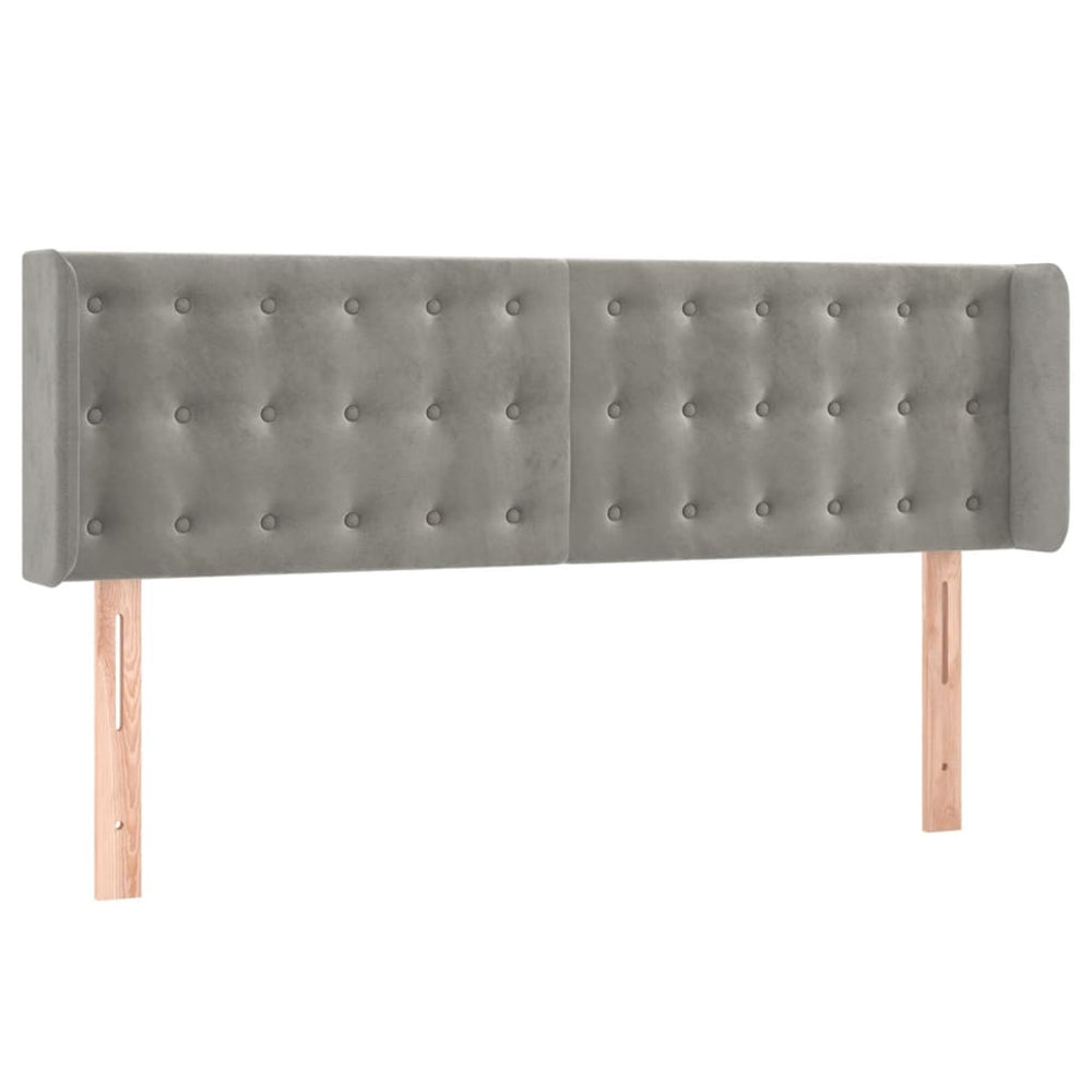 vidaXL Tête de lit à oreilles Gris clair 147x16x78/88 cm Velours