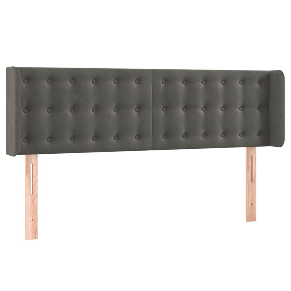 vidaXL Tête de lit à oreilles Gris foncé 147x16x78/88 cm Velours
