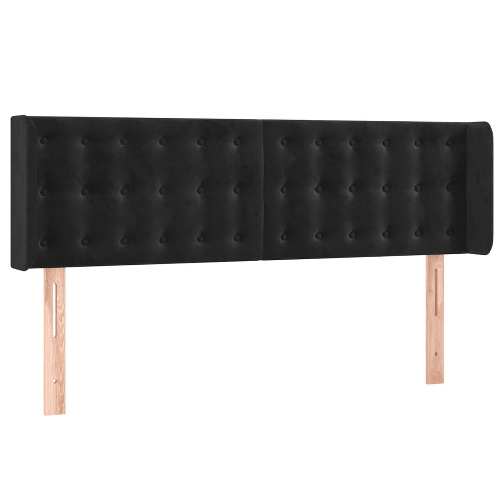 vidaXL Tête de lit à oreilles Noir 147x16x78/88 cm Velours
