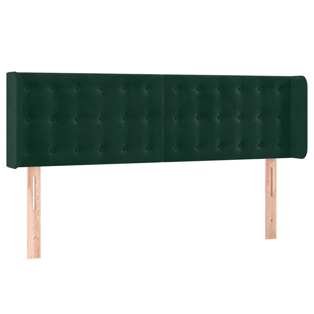 vidaXL Tête de lit à oreilles vert foncé 147x16x78/88 cm velours