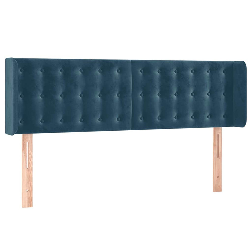 vidaXL Tête de lit à oreilles bleu foncé 147x16x78/88 cm Velours