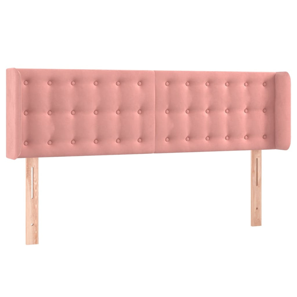 vidaXL Tête de lit à oreilles Rose 147x16x78/88 cm Velours