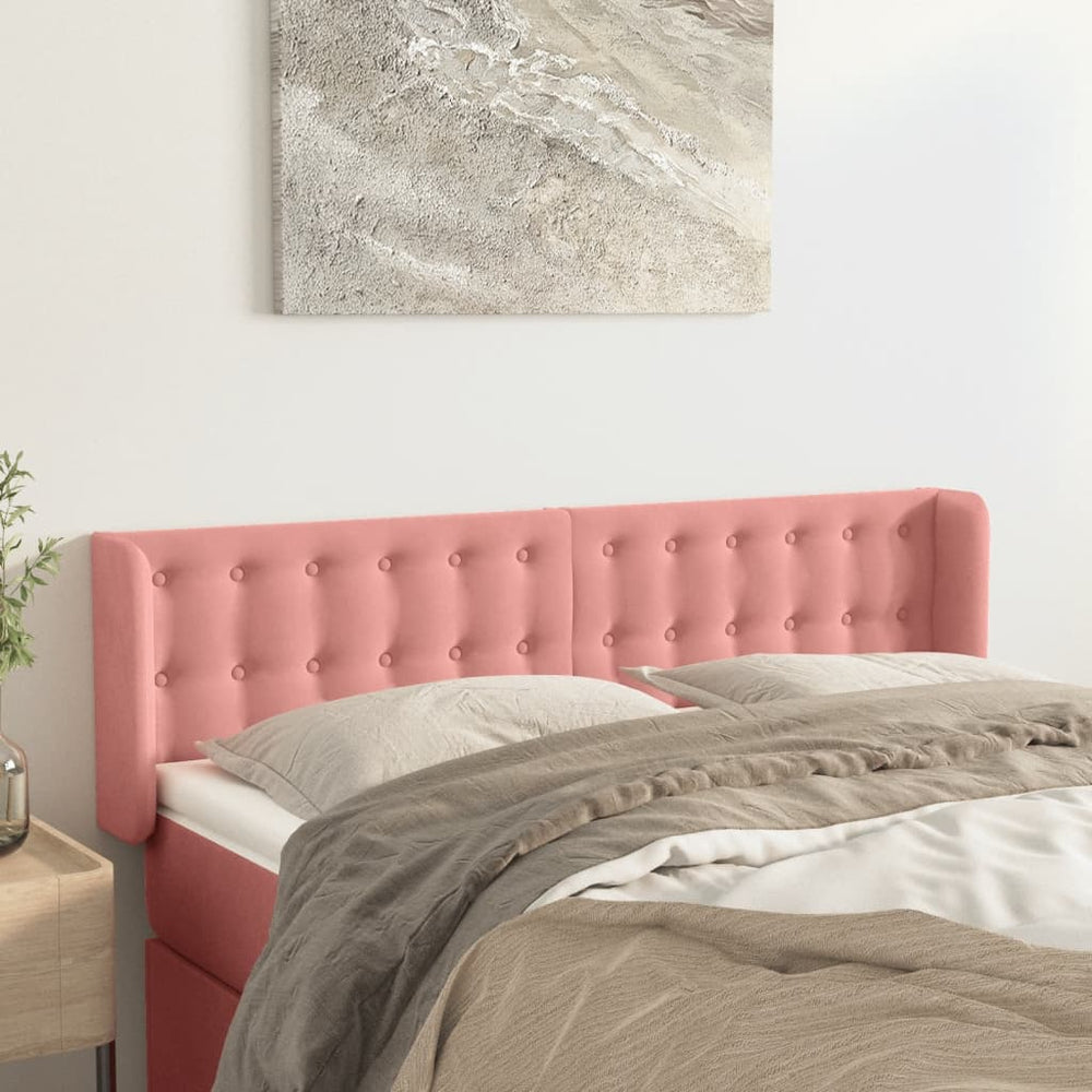 vidaXL Tête de lit à oreilles Rose 147x16x78/88 cm Velours