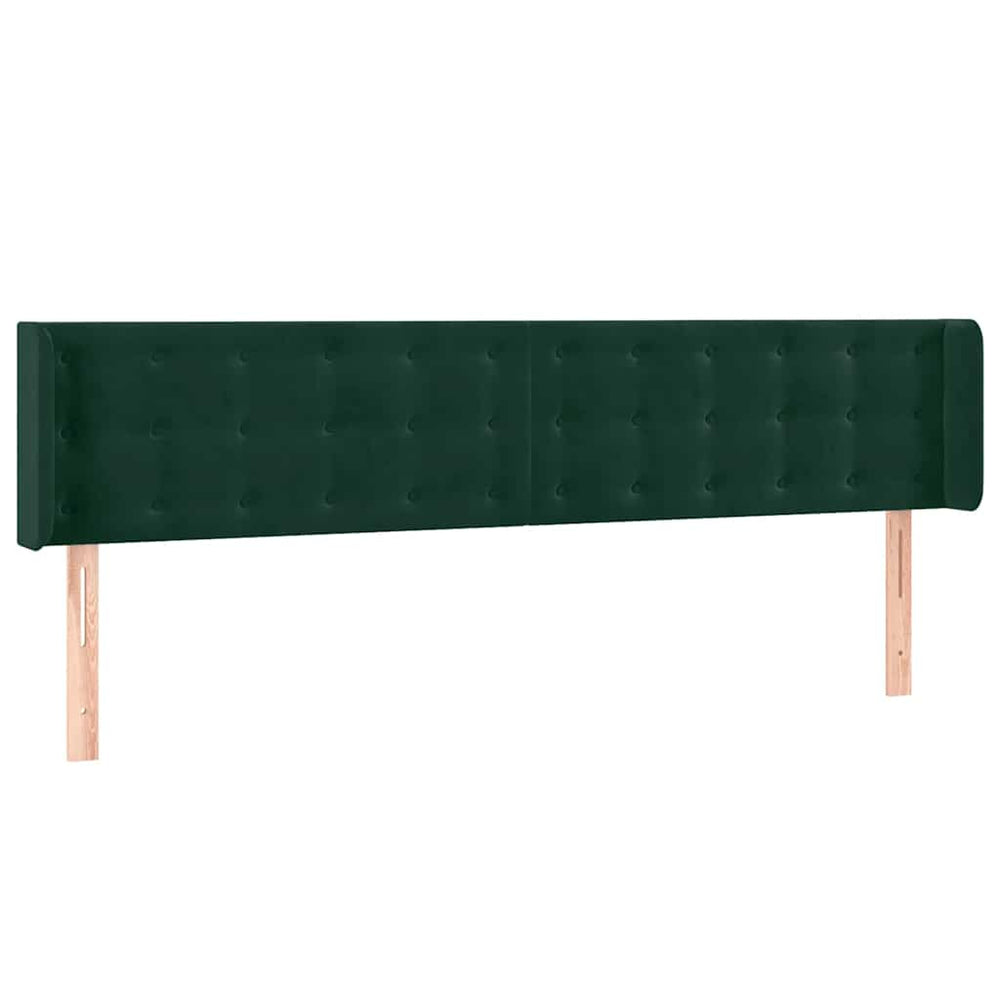 vidaXL Tête de lit à oreilles Vert foncé 163x16x78/88 cm Velours