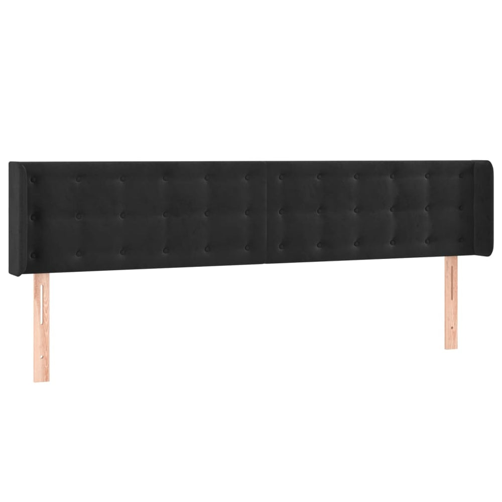 vidaXL Tête de lit à oreilles Noir 183x16x78/88 cm Velours