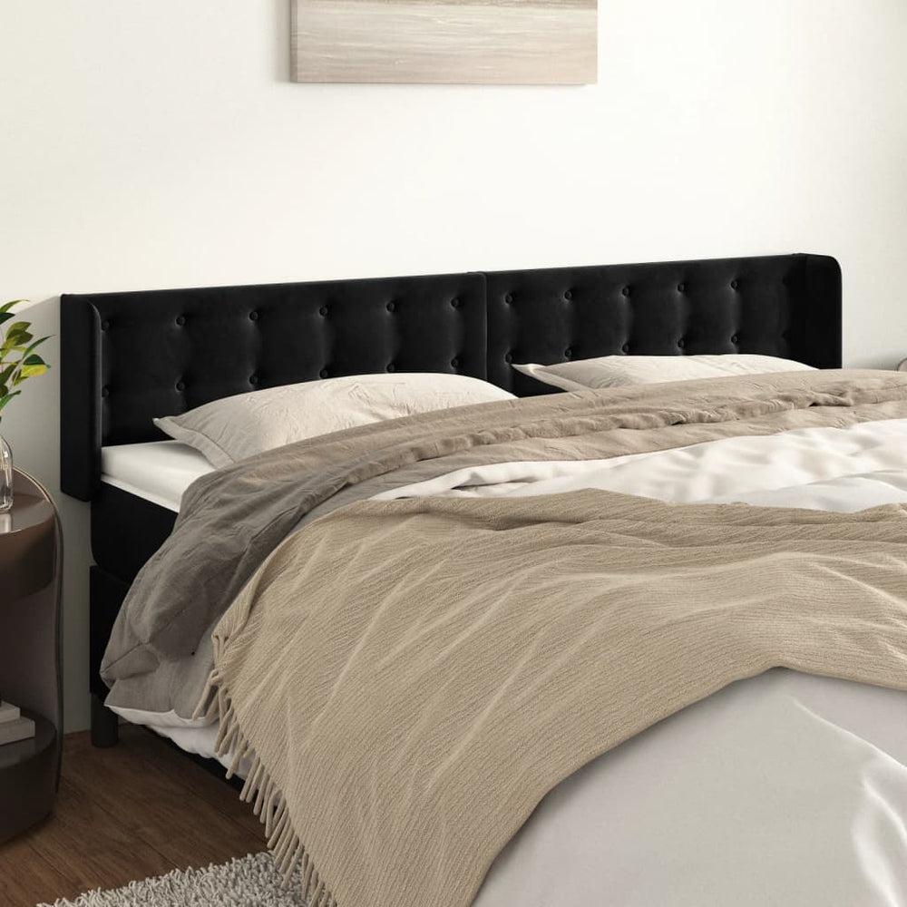 vidaXL Tête de lit à oreilles Noir 183x16x78/88 cm Velours