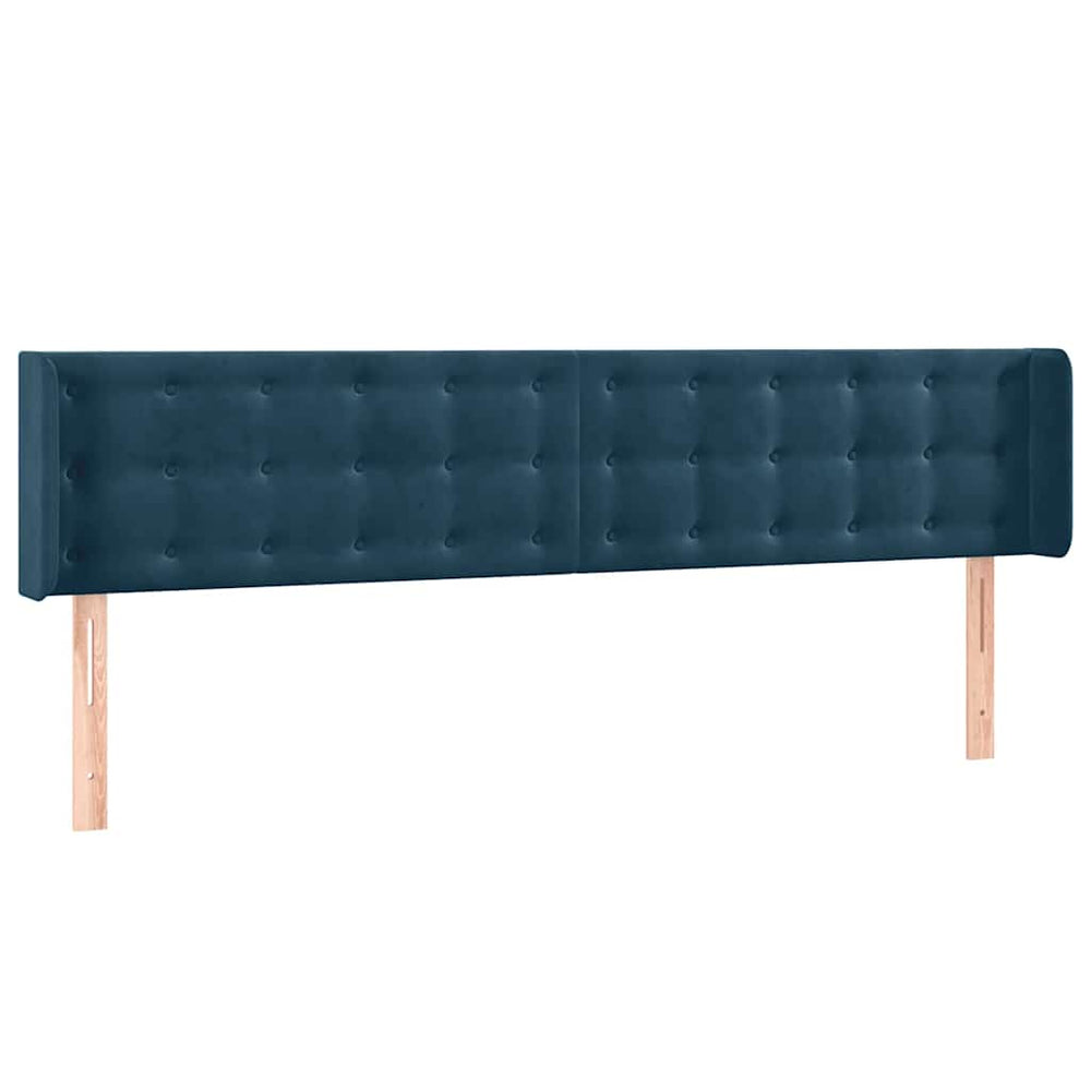 vidaXL Tête de lit à oreilles Bleu foncé 183x16x78/88 cm Velours