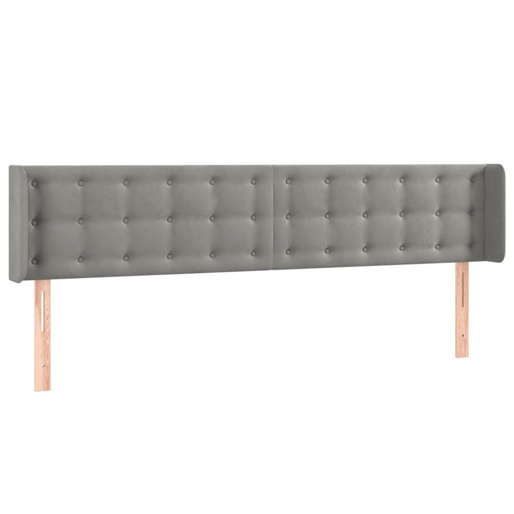 vidaXL Tête de lit à oreilles Gris clair 203x16x78/88 cm Velours