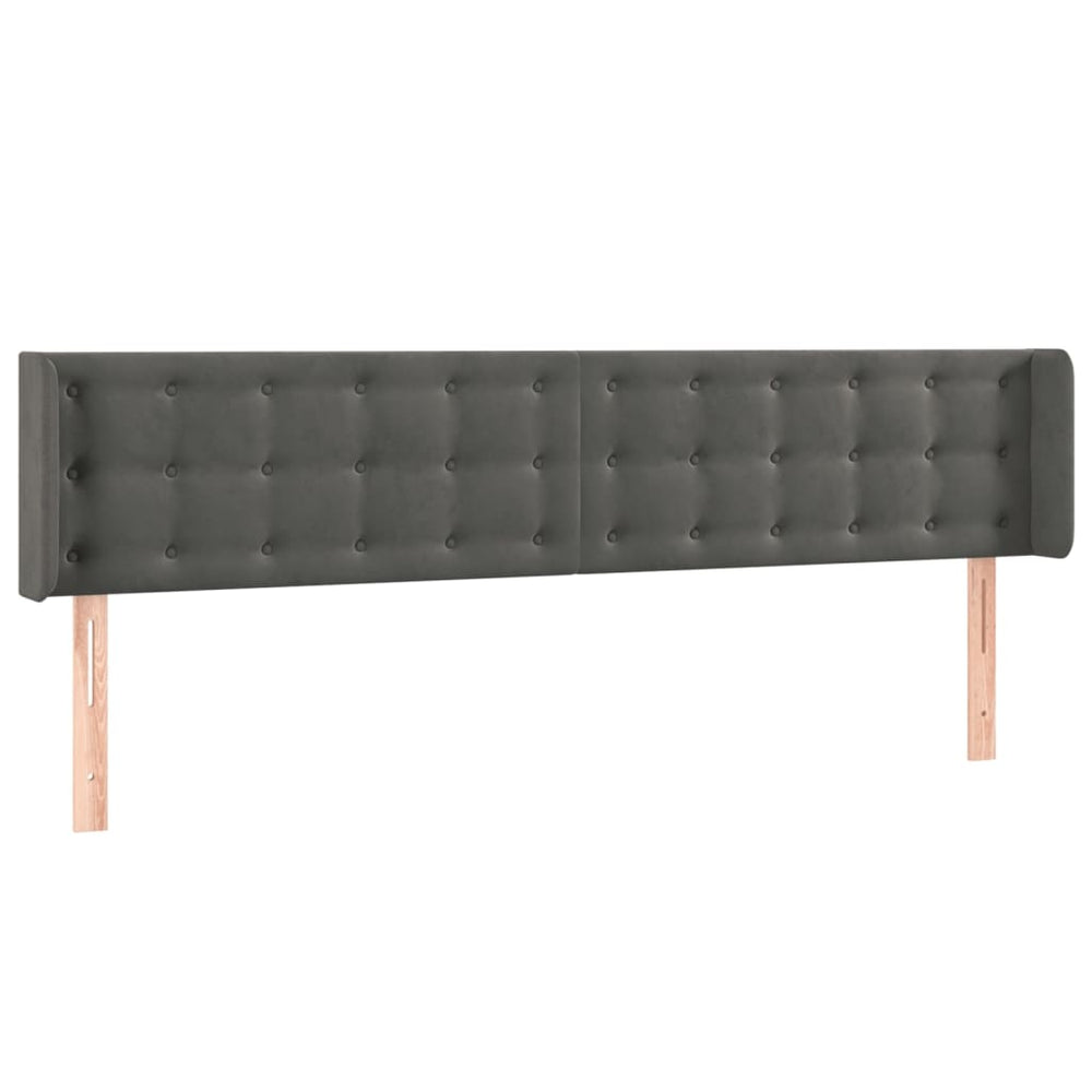 vidaXL Tête de lit à oreilles Gris foncé 203x16x78/88 cm Velours