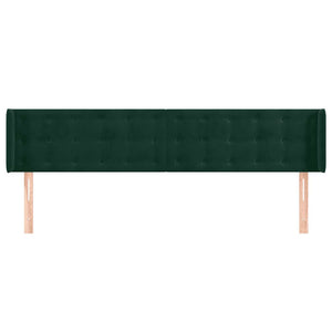 Kopfteil mit Ohren Dunkelgrün 203x16x78/88 cm Samt