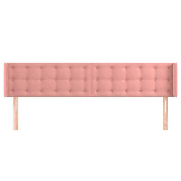 vidaXL Tête de lit à oreilles rose 203x16x78/88 cm velours