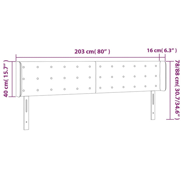 vidaXL Tête de lit à oreilles rose 203x16x78/88 cm velours