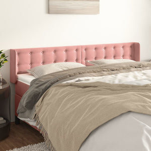 vidaXL Tête de lit à oreilles rose 203x16x78/88 cm velours