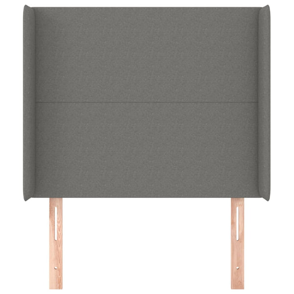 vidaXL Tête de lit à oreilles Gris foncé 83x16x118/128 cm Tissu