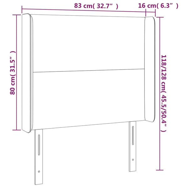vidaXL Tête de lit à oreilles Gris foncé 83x16x118/128 cm Tissu