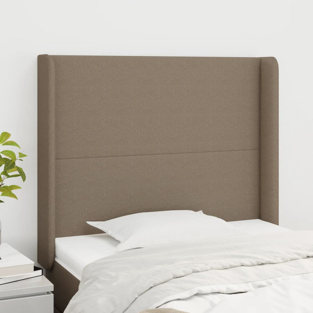 vidaXL Tête de lit à oreilles Taupe 83x16x118/128 cm Tissu