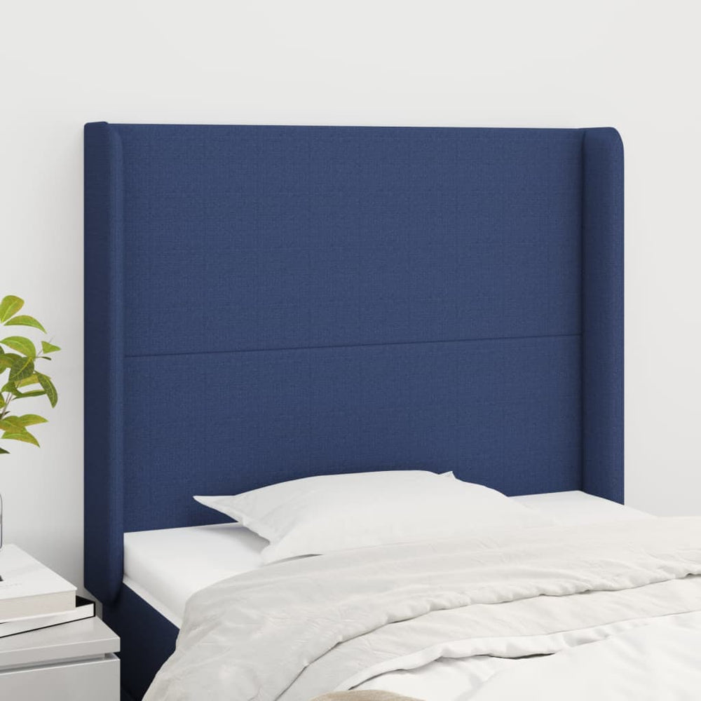 vidaXL Tête de lit à oreilles Bleu 83x16x118/128 cm Tissu