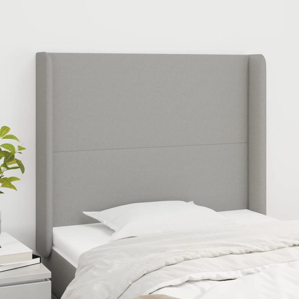 vidaXL Tête de lit à oreilles Gris clair 93x16x118/128 cm Tissu