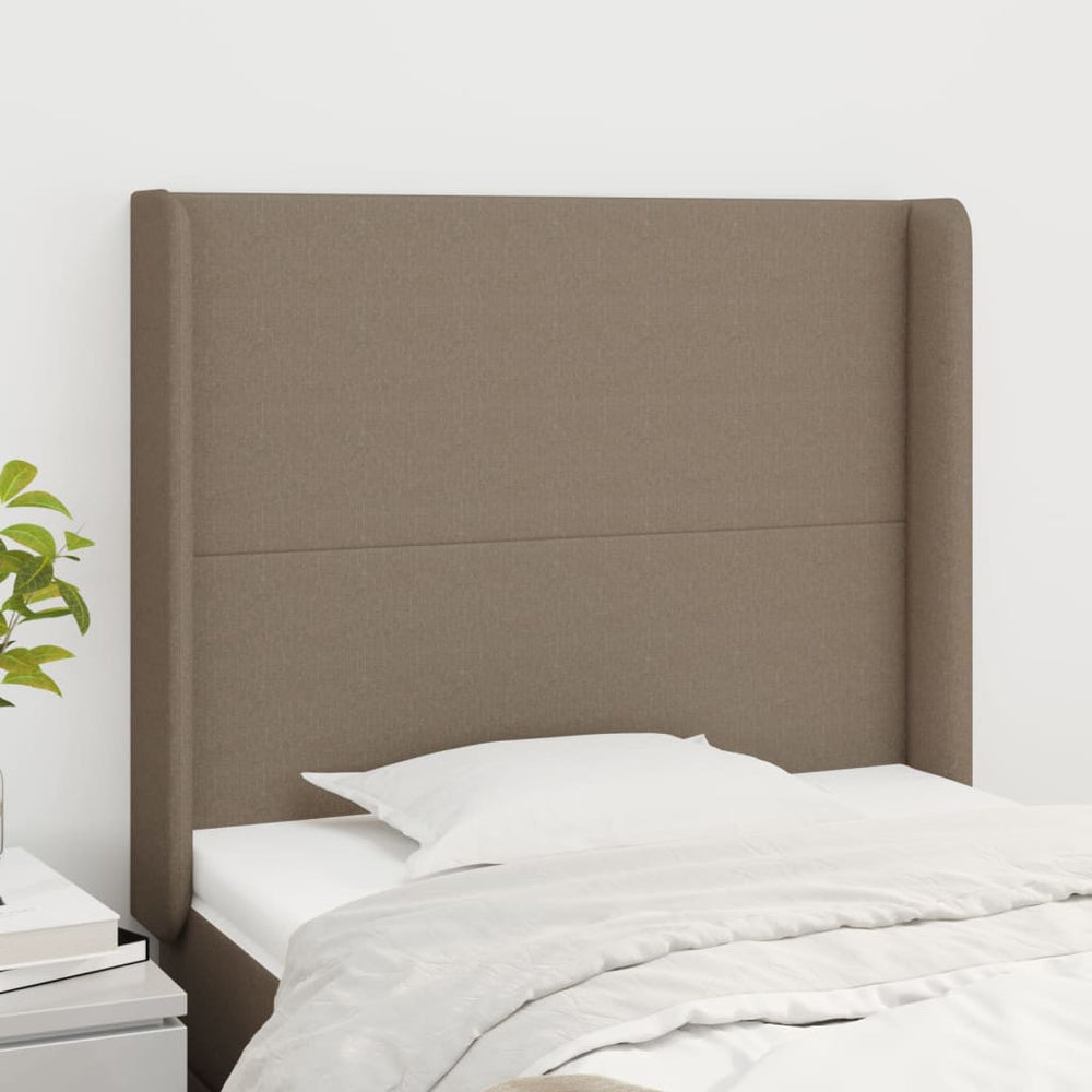 vidaXL Tête de lit à oreilles taupe 93x16x118/128 cm Tissu
