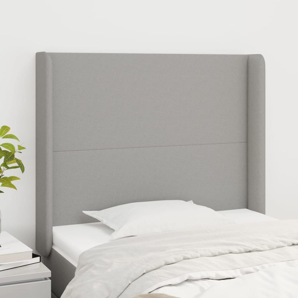 vidaXL Tête de lit à oreilles gris clair 103x16x118/128 cm Tissu