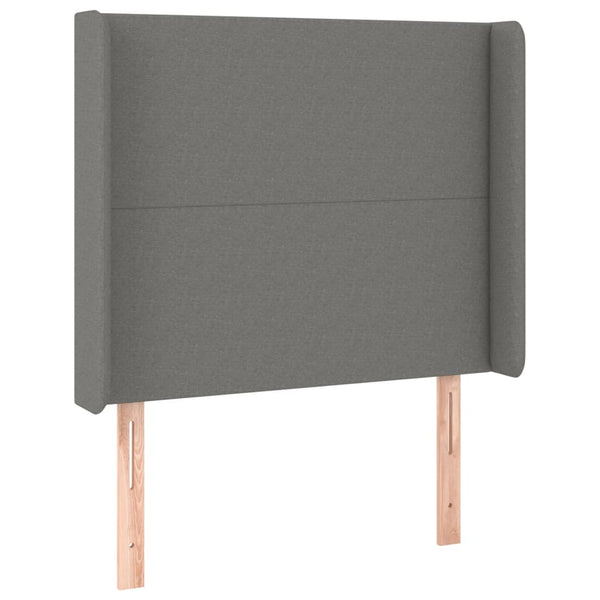 vidaXL Tête de lit à oreilles Gris foncé 103x16x118/128 cm Tissu