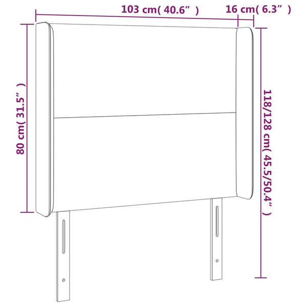 vidaXL Tête de lit à oreilles Gris foncé 103x16x118/128 cm Tissu