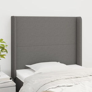vidaXL Tête de lit à oreilles Gris foncé 103x16x118/128 cm Tissu