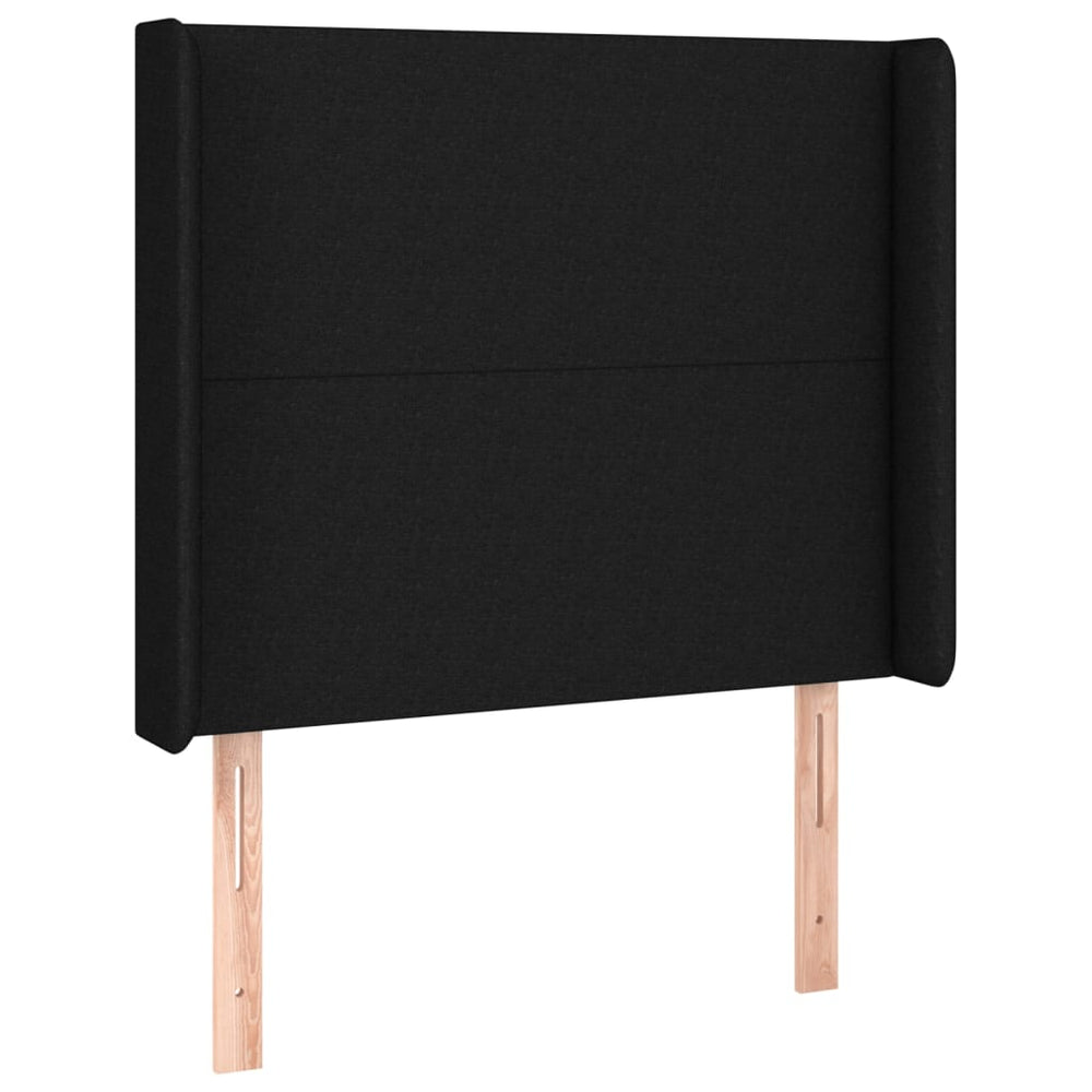 vidaXL Tête de lit à oreilles Noir 103x16x118/128 cm Tissu