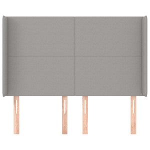 Kopfteil mit Ohren Hellgrau 147x16x118/128 cm Stoff