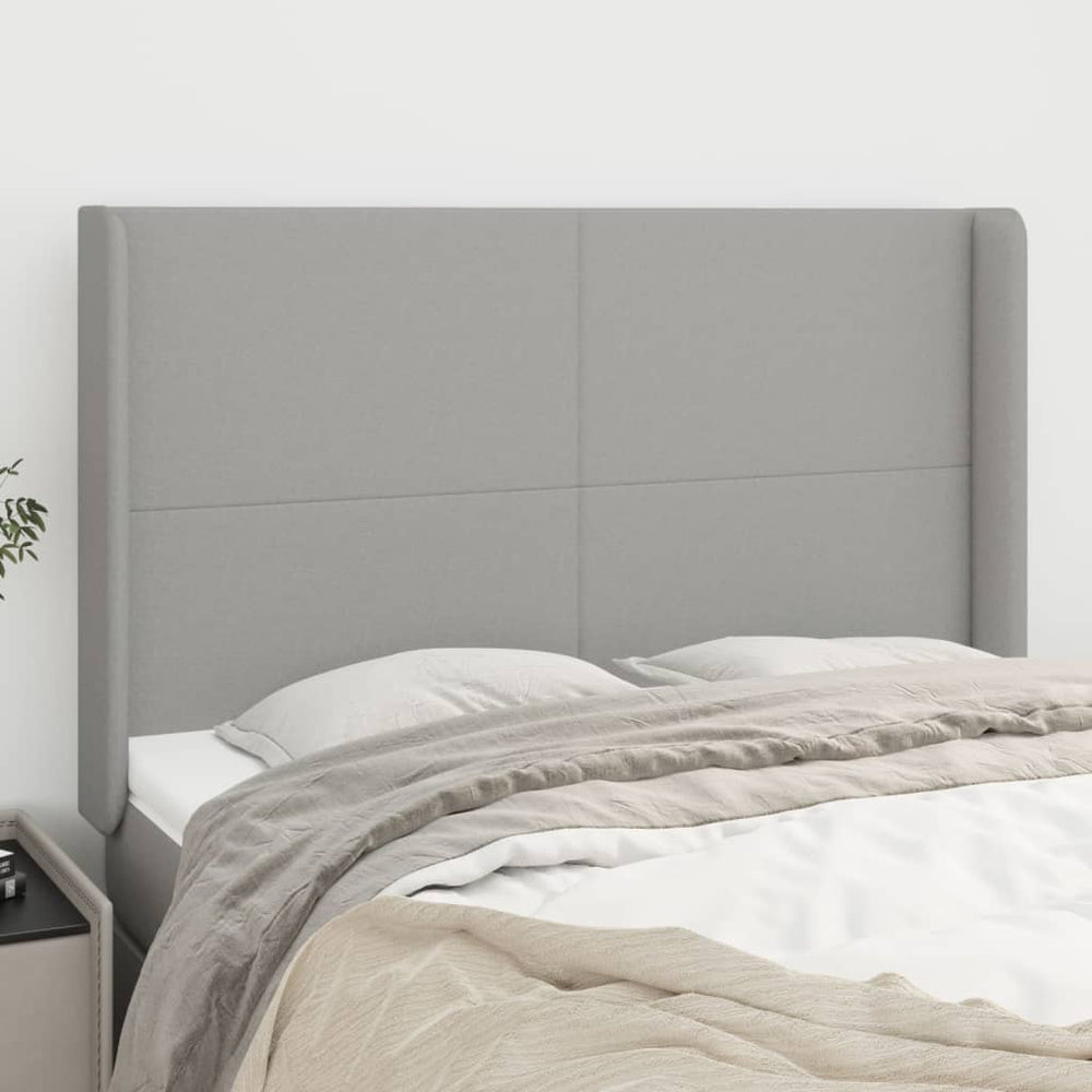 vidaXL Tête de lit avec oreilles gris clair 147x16x118/128 cm Tissu