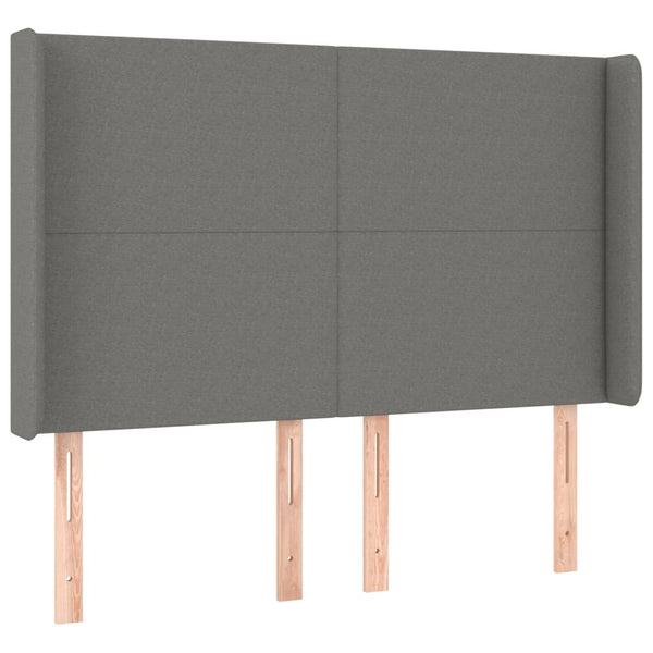vidaXL Tête de lit à oreilles Gris foncé 147x16x118/128 cm Tissu