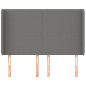 vidaXL Tête de lit à oreilles Gris foncé 147x16x118/128 cm Tissu