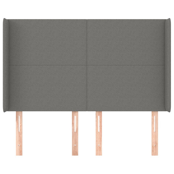 vidaXL Tête de lit à oreilles Gris foncé 147x16x118/128 cm Tissu