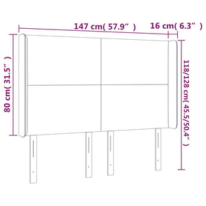 vidaXL Tête de lit à oreilles Gris foncé 147x16x118/128 cm Tissu