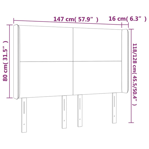 vidaXL Tête de lit à oreilles Gris foncé 147x16x118/128 cm Tissu