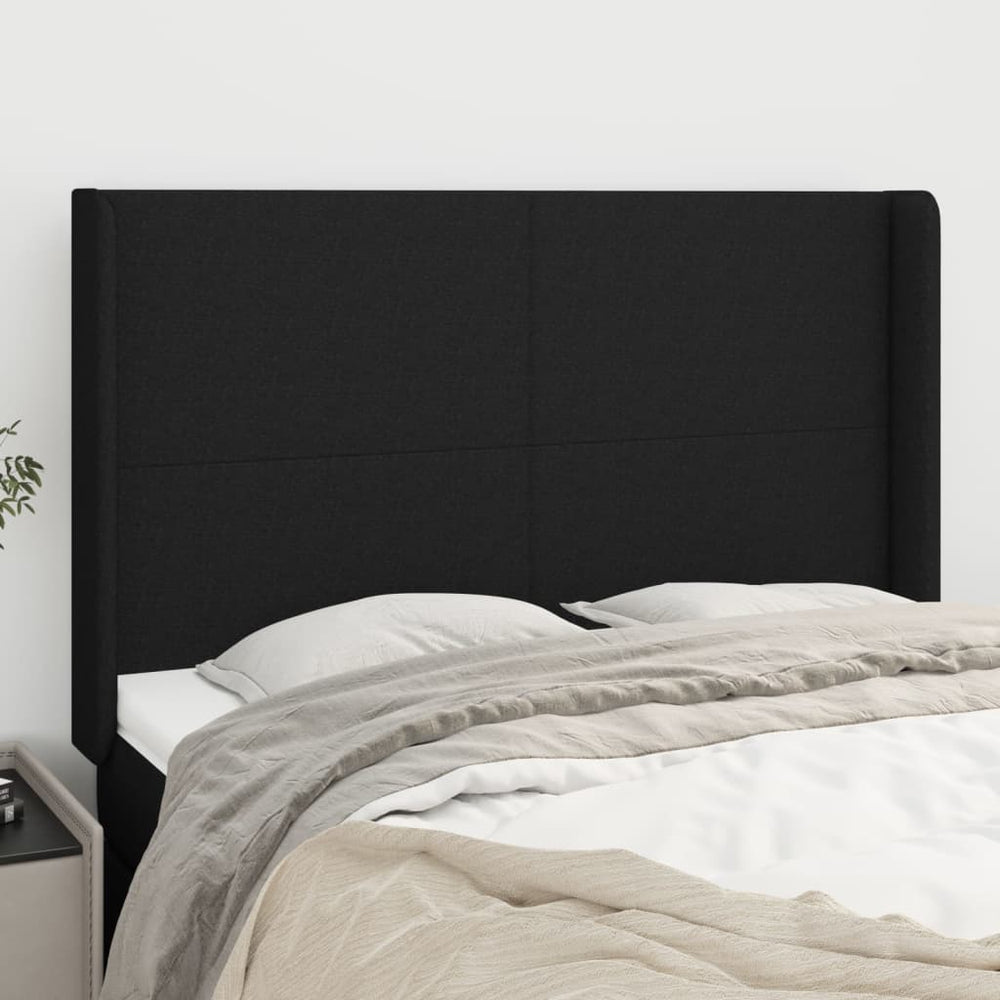 vidaXL Tête de lit à oreilles noire 147x16x118/128 cm Tissu