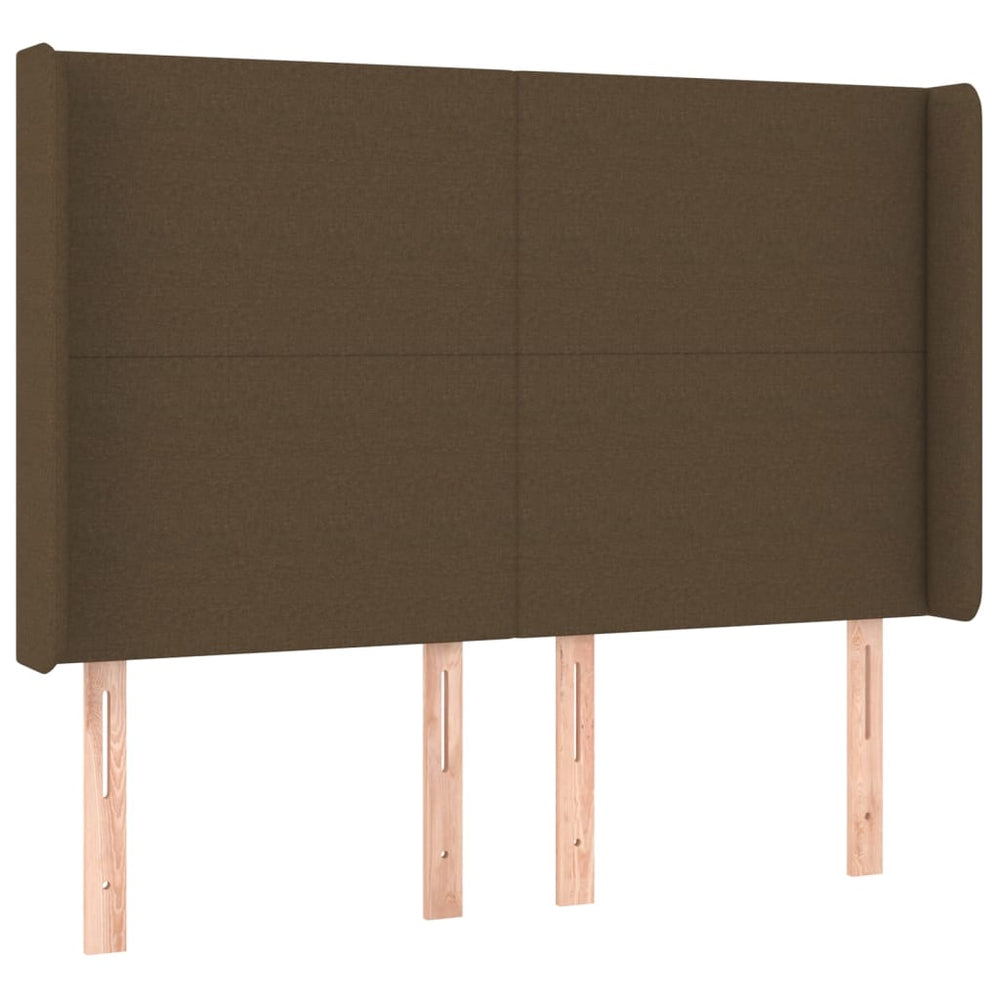 vidaXL Tête de lit à oreilles Marron foncé 147x16x118/128 cm Tissu